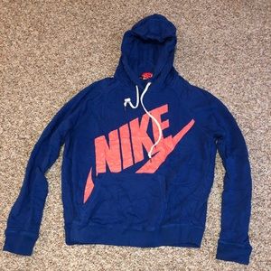 Nike Women’s Blue Long Sleeve Drawstring Pullover Hoodie Size XL